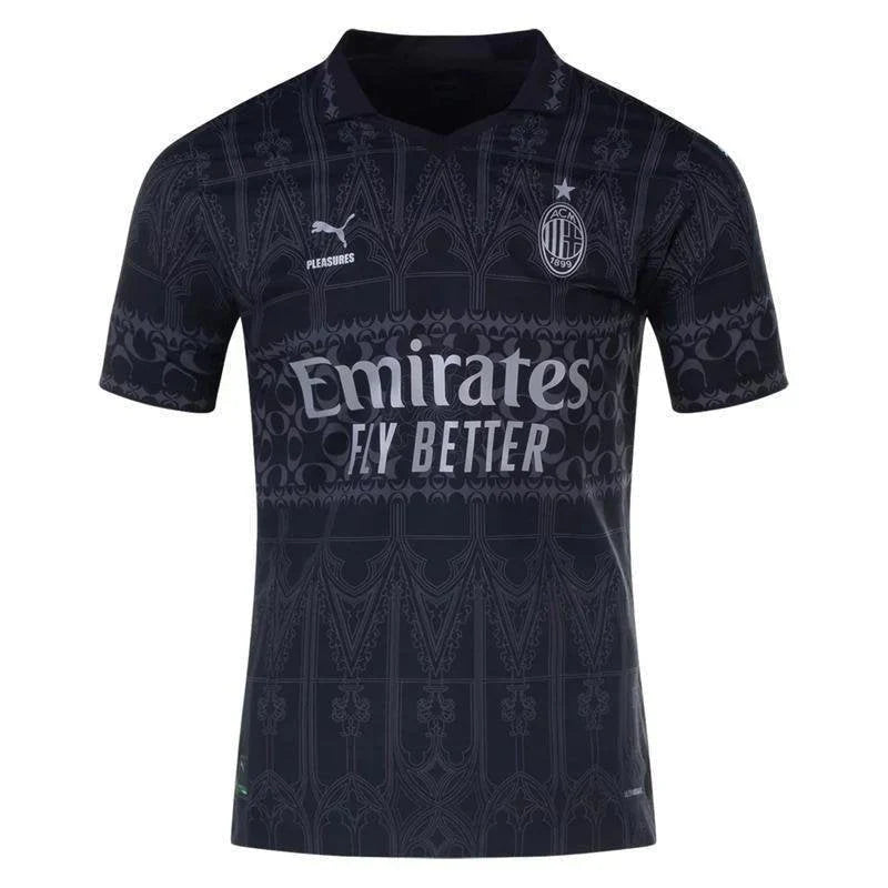 Camisa Milan x Pleasures Preta 23/24 - Jogador Masculina
