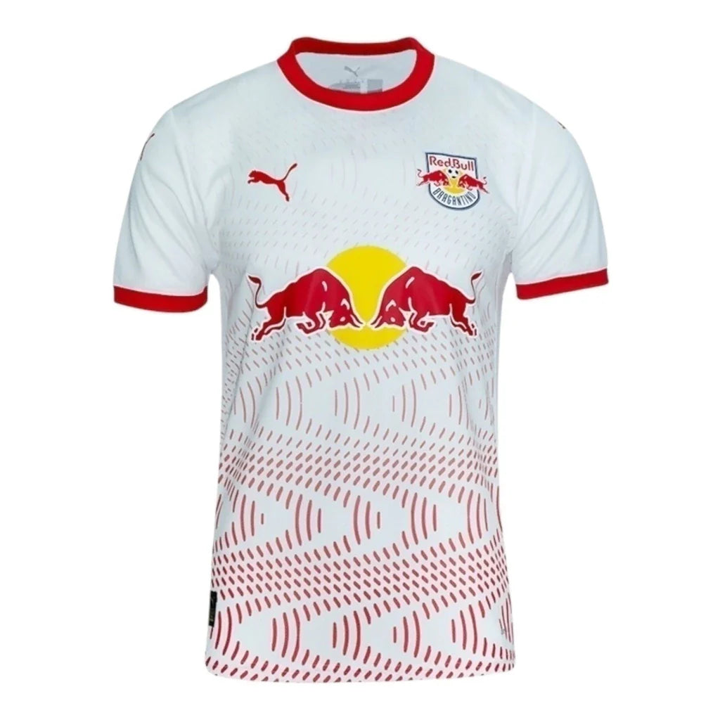 Camisa Red Bull Bragantino I 25/26 - Torcedor Puma Masculina - Branca com detalhes em vermelho
