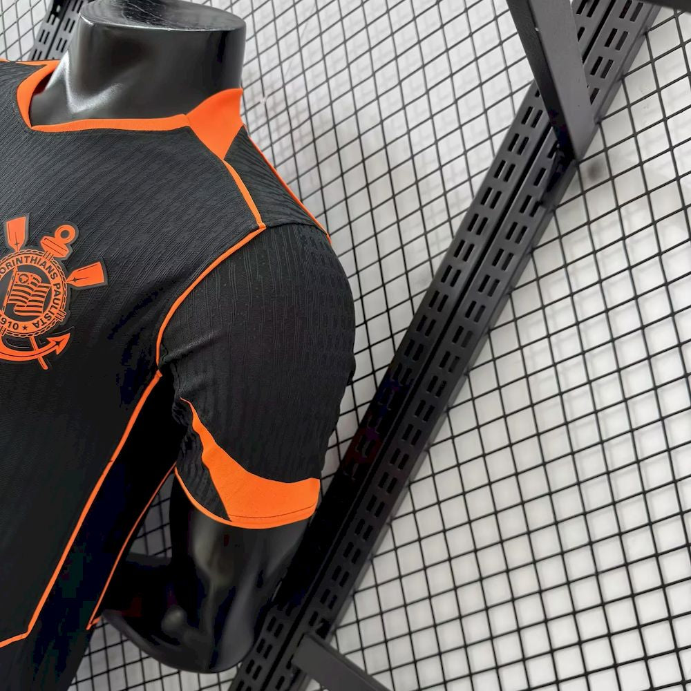 Camisa Timão III 25/26 - Jogador Masculina - Preto e Laranja