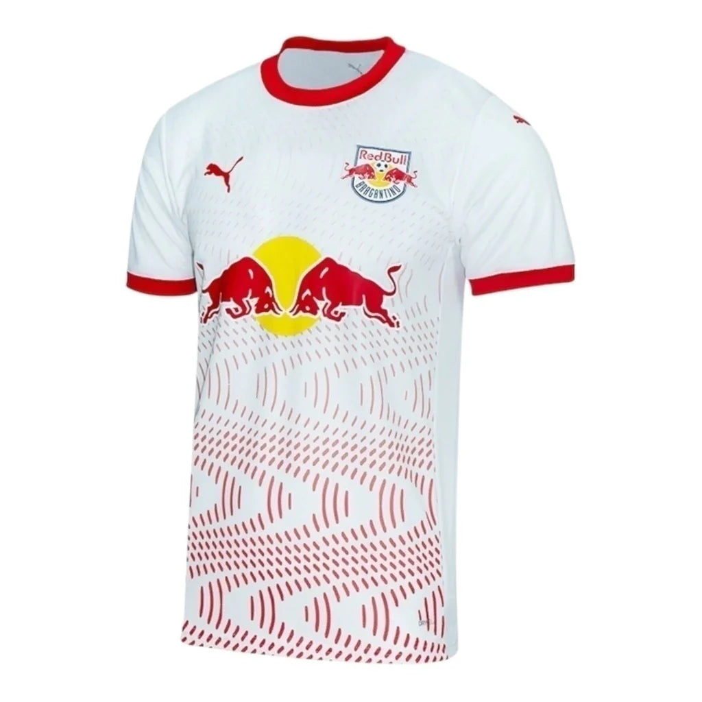 Camisa Red Bull Bragantino I 25/26 - Torcedor Puma Masculina - Branca com detalhes em vermelho